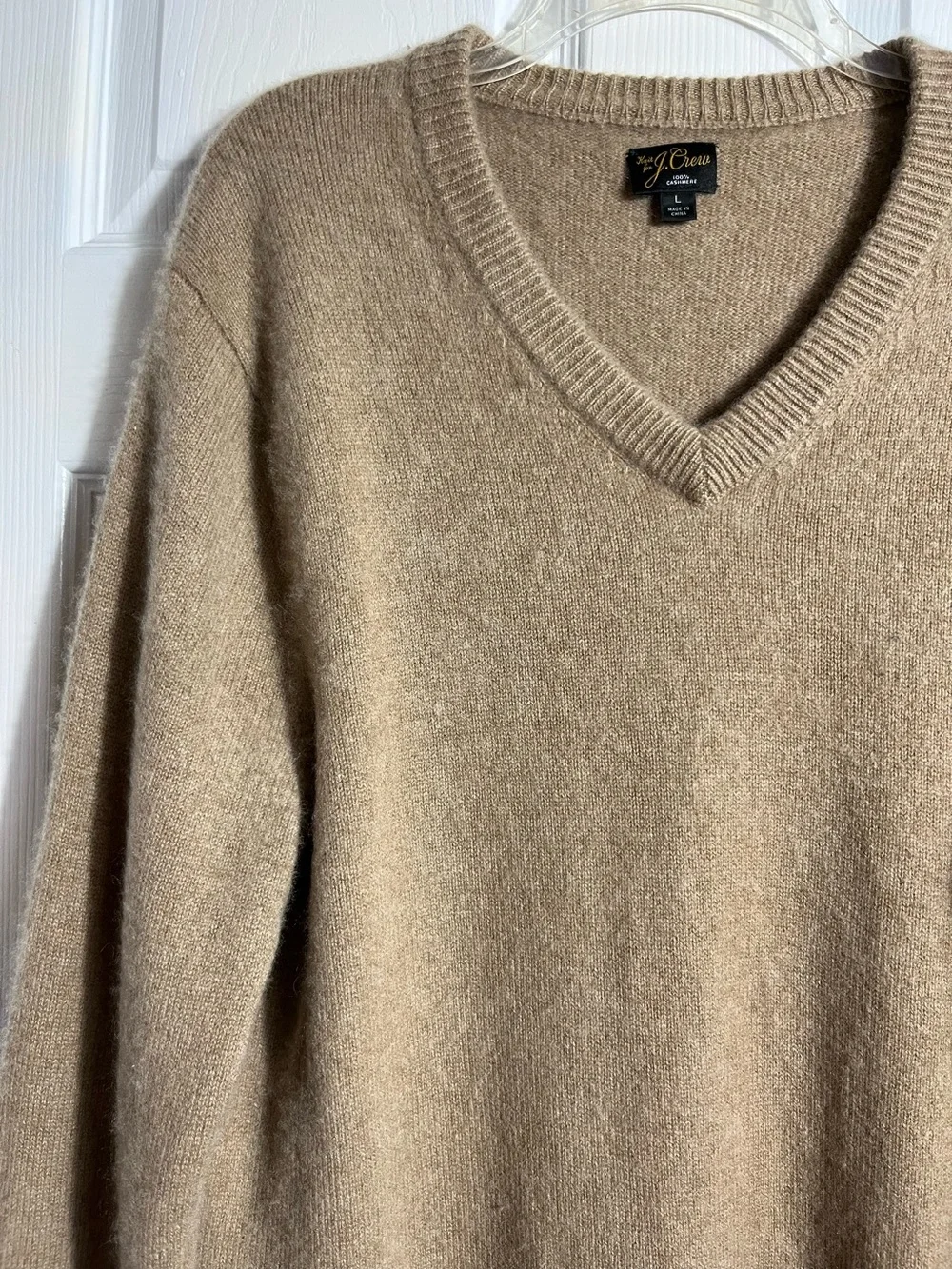 J. Crew Men's V-Neck Sweater in Camel XL
